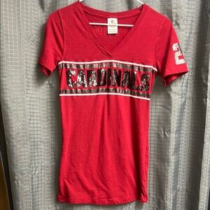 PINK Victoria's Secret Red V-Neck T-Shirt with Sequins
